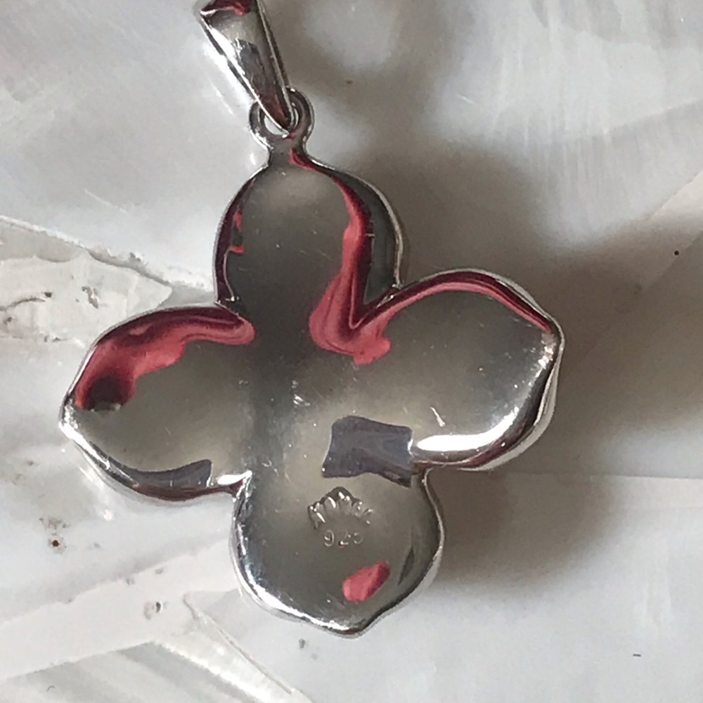 Authentic Kovel Dogwood (flower) Mother of Pearl 1” PENDANT - Picture 9 of 10